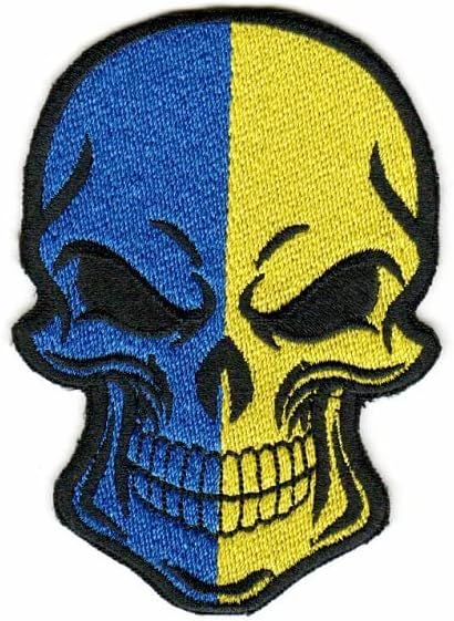 Skull & Ucrânia Bandeira Borno de Borno de Patcher para Hook & Loop Moral Patches Tactical Military Distintante