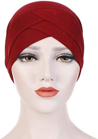 Chapéu de turbante para mulheres grãos de cor sólida alongam a Índia Headwear