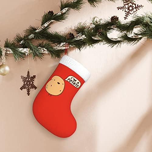 Yuyuy eu sou uma batata de estação de Natal lareira de decoração de férias pendurada meias de 18 polegadas de 18 polegadas
