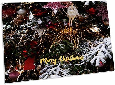 3drose decorada em árvore de Natal ao ar livre, neve, texto alegre. - Tapetes de local para baixo da almofada
