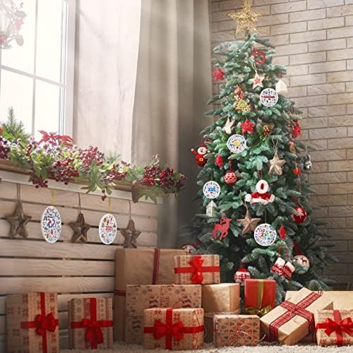2021 Decorações de árvores de Natal Ornamentos, Toovren Decorações de Natal de Cerâmica Impressa