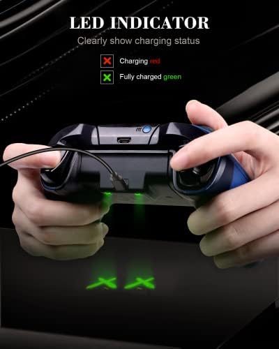 Bateria recarregável para o Xbox One/Xbox One S/Xbox One X/Xbox One Elite, 2600mAh Play and Charge Kit com cabo de carregamento USB de 9,8 pés e indicador de LED para Xbox Wireless Controller com capa preto