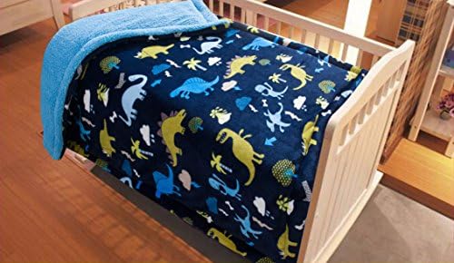Coleções Crianças Sherpa macio e quente bebê menino menino sherpa cobertor dinossauros azuis azuis carrinho de bebê de borrego imprimido ou impressão de cama de cama de cama