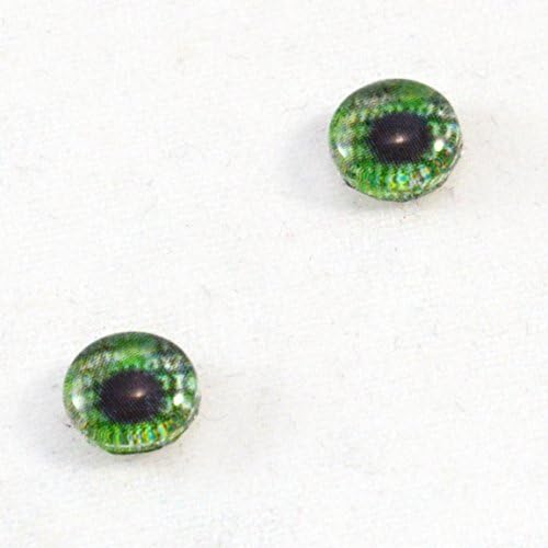 Olhos de vidro de 8 mm em um par verde de criação de código de computador, fornecendo cabochons planos para a taxidermia de boneca ou jóias