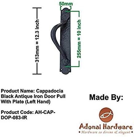 ADONAI Hardware Capadocia Pull de ferro fundido de ferro fundido pesado com placa para placa para portas de celeiro