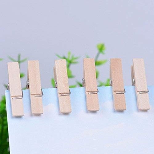 50 peças de prenússos de madeira em miniatura naturais mini foto de papel de pino de pinos de clipes