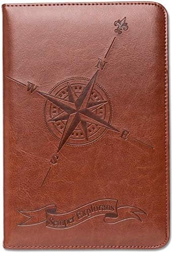 SoHospark Compass Recilabilable Faux Leather Journal, 6x8 VEGAN REALD REALHEIR