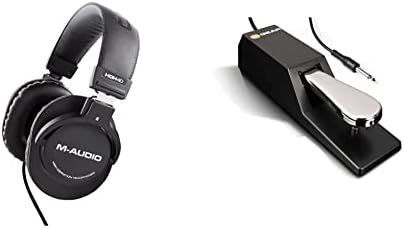M -AUDIO HDH40 - Over fones de ouvido com design de costas fechadas, Black & SP 2 - Pedal de sustentação
