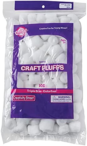 Criatividade Street® Triple Size Fluffs, branco, aprox. 1 , 100 peças por pacote, 6 pacotes