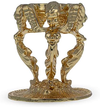 Bestpysanky três anjos no pedestal tonolas douradas metal ovo esfera de suporte de suporte