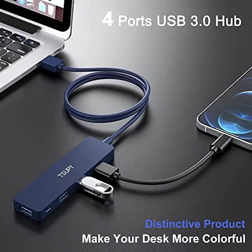 TSUPY USB 3.0 Hub 4 USB 3.0 Porta 5 Gbps Hub de desktop de transferência de dados, Ultra-Slim USB Splitter Hub USB 3.0 Multiporto estável para PC