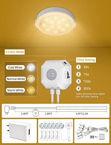 Daymeet LED Light Light, Sensor de movimento Sensor de movimento interno do gabinete sob a luz do gabinete LED LED PUCK LUZES DO KIT