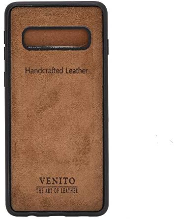 Venito Venito Verona Leather Slim Caixa de carteira compatível com Samsung Galaxy S10 - Snap na capa traseira Flip - RFID Protection - Antique Brown