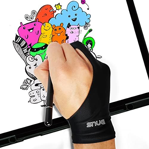 Luva de desenho de arte digital Snug para iPad, guia Galaxy, reduz o atrito, 2 pacote, mão direita