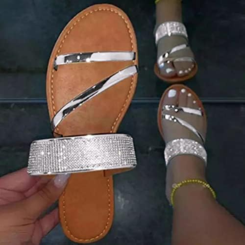 Sandálias de strass xipcokm para mulheres, moda de verão Aberto de chinelos ao ar livre, senhoras Blataformas leves de flops leves