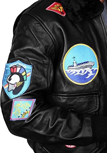 Mens USAAF Gun Aviator Pilot Flying Tom Cruise Patches G1 Collar Brown Bomber Bomber Jacket | Tom Cruise Jacket