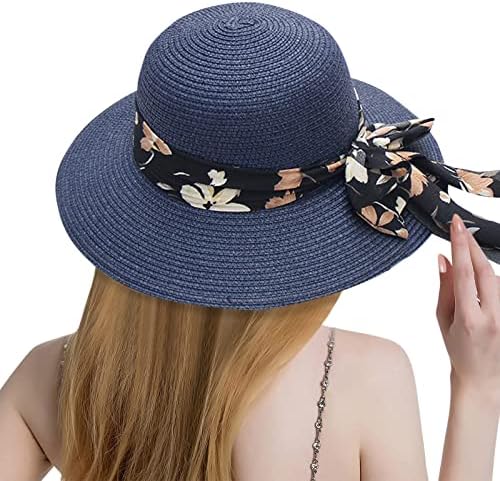 Chapéus de palha de palha larga feminino Chapéus de sol para mulheres larga largura de bonguar praia