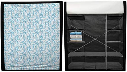 Guarda -roupa de tecido portátil de cavalo do mar lunarable, animais azuis pastel de oceano com caudas de término subaquático em redemo