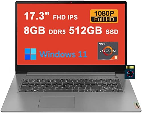 Lenovo IdeaPad 3 17 Laptop de negócios | 17,3 FHD IPS Display | AMD 6-CORE RYZEN 5 5625U | 8GB