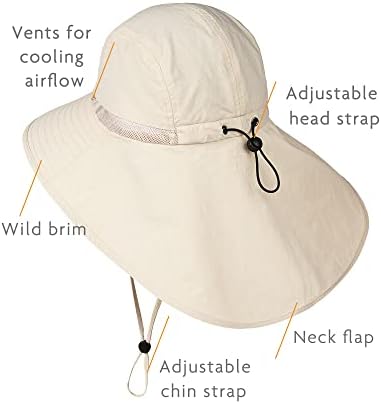 Camptrace Wide Brim caminhada chapéu homens com retalho de pescoço Sun Protection UV Chapéu ao ar livre