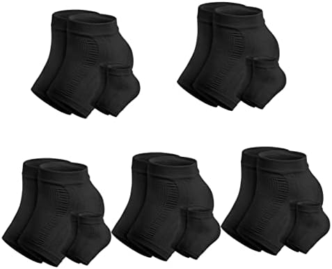 Beavorty 10 pares Protetor de meias de calcanho Rachamento de pegador de pegador prevendo o calcanhar de pé suprimento de pé suprimento lavável meias de calcanhar preto meias de nylon de nylon preto