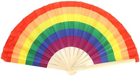 Fã de mão PLPLAAOO, ventiladores de arco -íris coloridos fãs de mão colorida, ventilador colorido de kung fu,