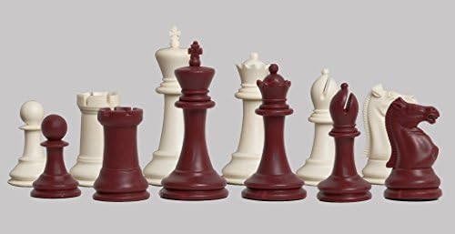 The House of Staunton - O conjunto de xadrez de plástico Marshall - apenas peças - 3,75 rei - vermelho e branco