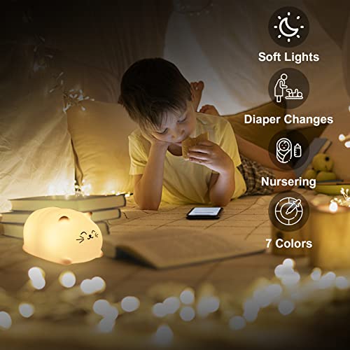 Goline Cut Cat Baby Night Light, Silicone Animal Lamp Lamp Lamp para quarto de viveiro, Kawaii Room