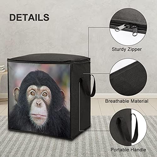 Chimpanzee Face Grande Quilt Storage Bag Organizer Box Zipper em cima para travesseiro de travesseiro de roupas