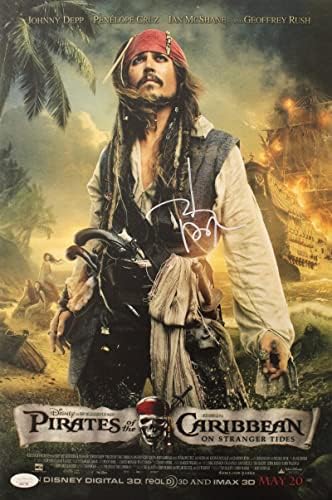 Johnny Depp assinou o Autograf 12x18 Poster foto t/ James Spence JSA Authentication - um pesadelo na rua