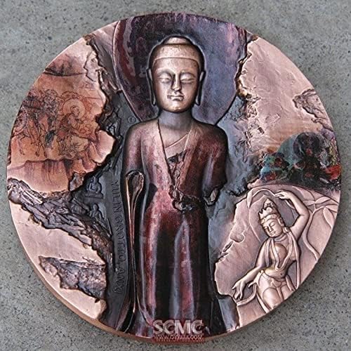 大 铜章 收藏者 协会 China Medalha de cobre de 99 mm China de Yulin Grottos Medalha de Mil de Mão Bodhisattva