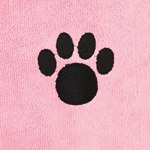Coleção de manto de animais de estimação de osso seco, manto de banho de microfibra absorvente bordado com fechamento ajustável, para cães e gatos, x-small, rosa