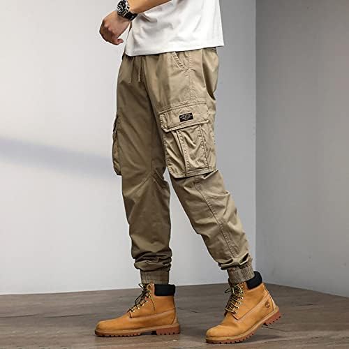 Masculino de moda sólida casual algodão solto plus size de bolso para cima calças em geral calças de carga folgada