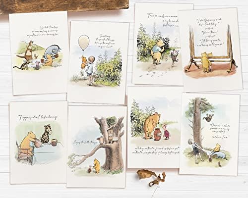 Aquarela Winnie Wall Print com citações clássicas 5x7 polegadas fofas Pooh Decorações de chá de bebê Centerpieces para mesas Adorável para Pooh Bee Bear Birthday Party Supplies