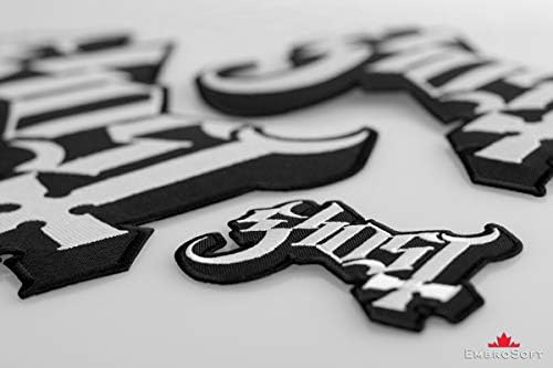 Patch de logotipo da banda Ghost BC - Rock emblema de rock bordado de ferro bordado - emblema de bordado de metal pesado - Ferro e costurar em patch de apliques para motociclistas - 3,8 x 2,6 polegadas