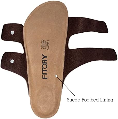 Sandálias de cortiça em couro para homens fity com duas fivelas, slides abertos para o tamanho interno e externo 7-13.5