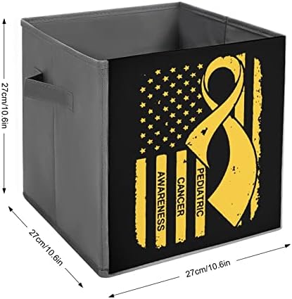 Bandeira de conscientização do câncer pediátrico Grandes Cubos Bins de armazenamento de lona Caixa de armazenamento de lona Organizadores de armários para prateleiras