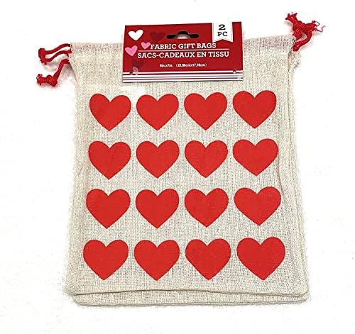 Valentine Cottonred Heart Gift/Treat Sacks 2-CT. Pacote