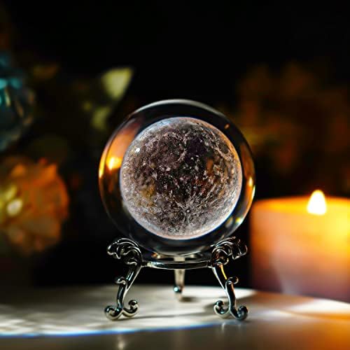 H&D Hyaline & Dora 60mm Moon Crystal Ball Paperweight 3D a laser Bola de vidro de quartzo com barra