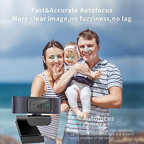 Webcam de foco automático spedal 1080p webcam com microfone e cobertura de privacidade, microfones estéreo
