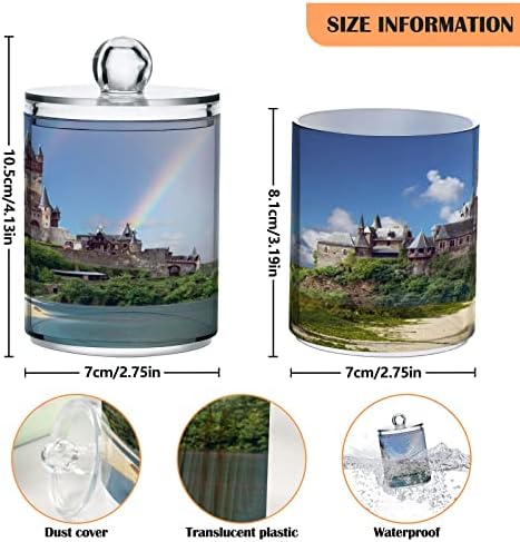 Dispensador de porta -arco -íris do castelo de umiriko para swabs de algodão com tampas 2 pacote, frascos de boticário para algodão Ball 208097770