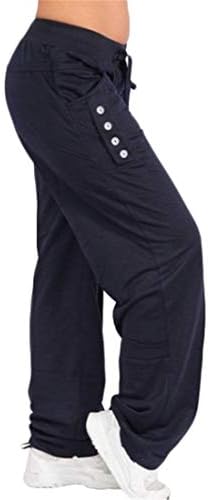 Andongnywell feminina reta de folga com calças casuais em calças esportivas soltas de cor pura calças de cores sólidas