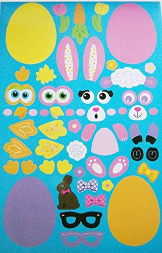 Livro de adesivos de Páscoa -ovos decorados com rostos e orelhas de coelho FUNCIONAÇÃO ATIVIDADE DE Páscoa Buddies de ovos 346 adesivos