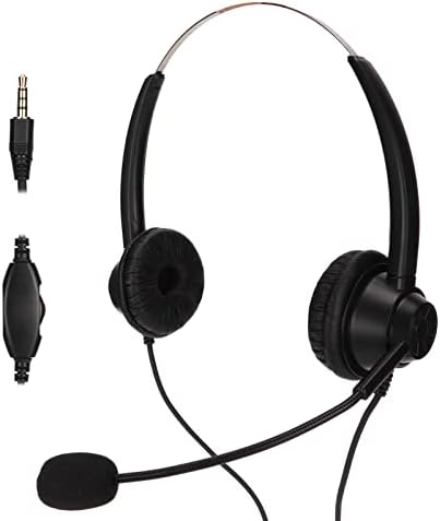 Fone de ouvido Ashata de 3,5 mm com microfone, fone de ouvido para PC com fone de ouvido com ruído ajustável, suporte a fone de ouvido de ajuste de volume do alto -falante, para escritório, call center