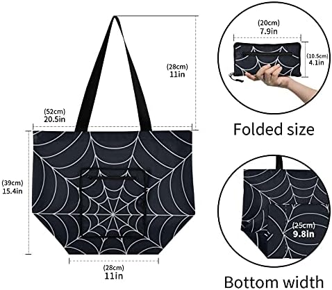 Spider Halloween Bolsa de ombro dobrável Bag reutilizável Bolsa de mercearia pesada bolsa de bolsa de bolsa para