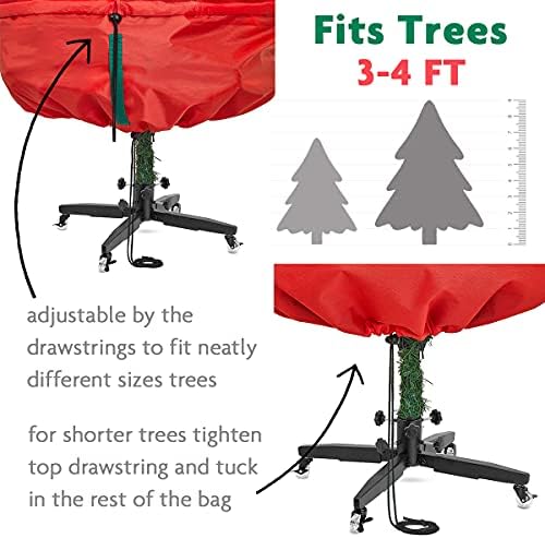 Bolsa de armazenamento de árvore de Natal - Treça de Natal premium Cobertão vertical - Para árvores regulares