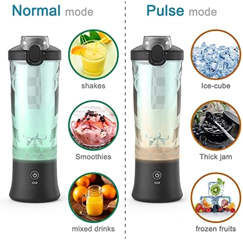 Liquidificador portátil, liquidificador de tamanho pessoal para shakes e smoothies com 6 lâmpada Mini Blender 20 oz para cozinha, casa, viagem