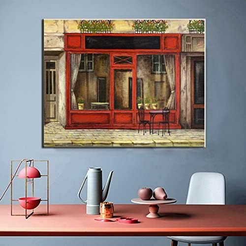 Paris Street Charming Red Shop Poster French Country Canvas Arte da parede Posters de pintura e estampas Fotos
