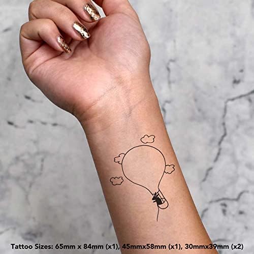 Azeeda grande 'coelho em balão de ar quente' tatuagem temporária