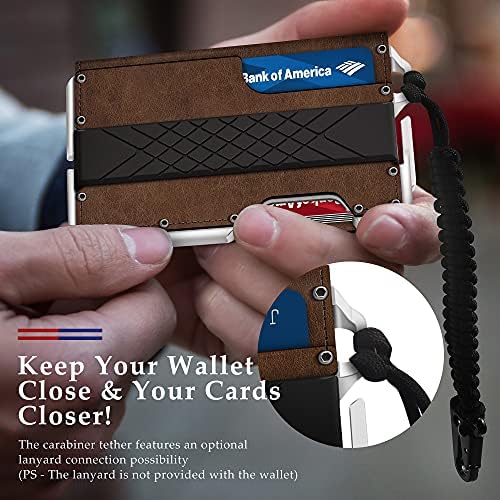 Carteira tática minimalista para homens, portador de cartão de metal bloqueador rfid slim, carteira de couro